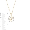 0.08 CT. T.W. Diamond Oval Frame Family Tree Pendant in Sterling Silver with 10K Gold Plate