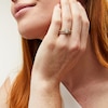 Thumbnail Image 2 of Perfect Fit 0.60 CT. T.W. Oval Certified Lab-Grown Diamond Heart-Sides Vintage-Style Bridal Set in 14K Gold (F/SI2)