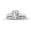 Thumbnail Image 4 of Perfect Fit 1.50 CT. T.W. Emerald-Cut Certified Lab-Grown Diamond Vintage-Style Bridal Set in 14K White Gold (F/SI2)