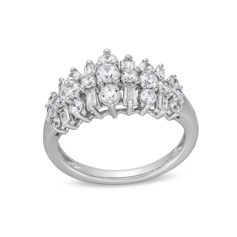 Main Image 1 of 1.00 CT. T.W. Baguette and Round Diamond Alternating Trios Anniversary Band in 10K White Gold