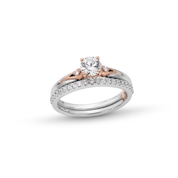 Perfect Fit 0.75 CT. T.W. Certified Lab-Grown Diamond Teardrop-Sides Bridal Set in 14K Two-Tone Gold (F/SI2)