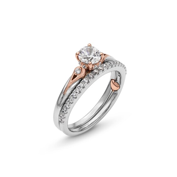 Perfect Fit 0.75 CT. T.W. Certified Lab-Created Diamond Teardrop-Sides Bridal Set in 14K Two-Tone Gold (F/SI2)