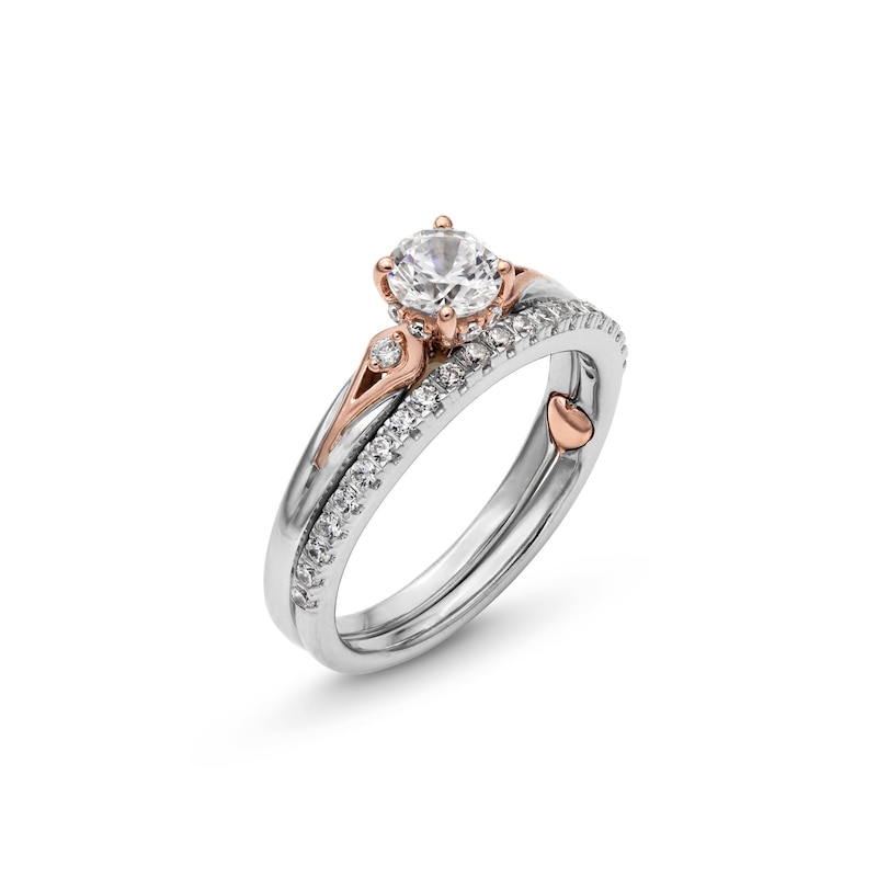 Perfect Fit 0.75 CT. T.W. Certified Lab-Created Diamond Teardrop-Sides Bridal Set in 14K Two-Tone Gold (F/SI2)