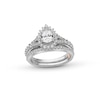 Thumbnail Image 1 of Perfect Fit 1.25 CT. T.W. Pear-Shaped Certified Lab-Grown Diamond Sunburst Frame Bridal Set in 14K White Gold (F/SI2)