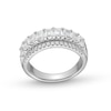 Thumbnail Image 1 of 2.00 CT. T.W. Emerald-Cut and Round Certified Lab-Grown Diamond Triple Row Anniversary Band in 14K White Gold (F/SI2)