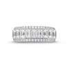 Thumbnail Image 4 of 2.00 CT. T.W. Emerald-Cut and Round Certified Lab-Grown Diamond Triple Row Anniversary Band in 14K White Gold (F/SI2)