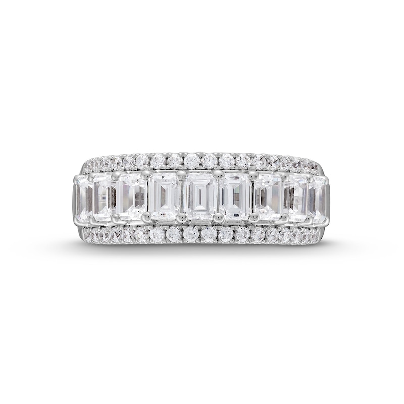 Main Image 4 of 2.00 CT. T.W. Emerald-Cut and Round Certified Lab-Grown Diamond Triple Row Anniversary Band in 14K White Gold (F/SI2)