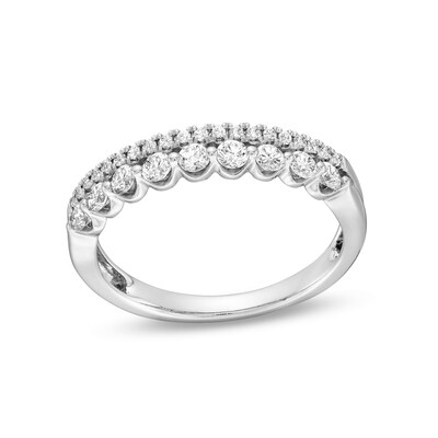 0.50 CT. T.W. Diamond Double Row Anniversary Band in 14K White Gold