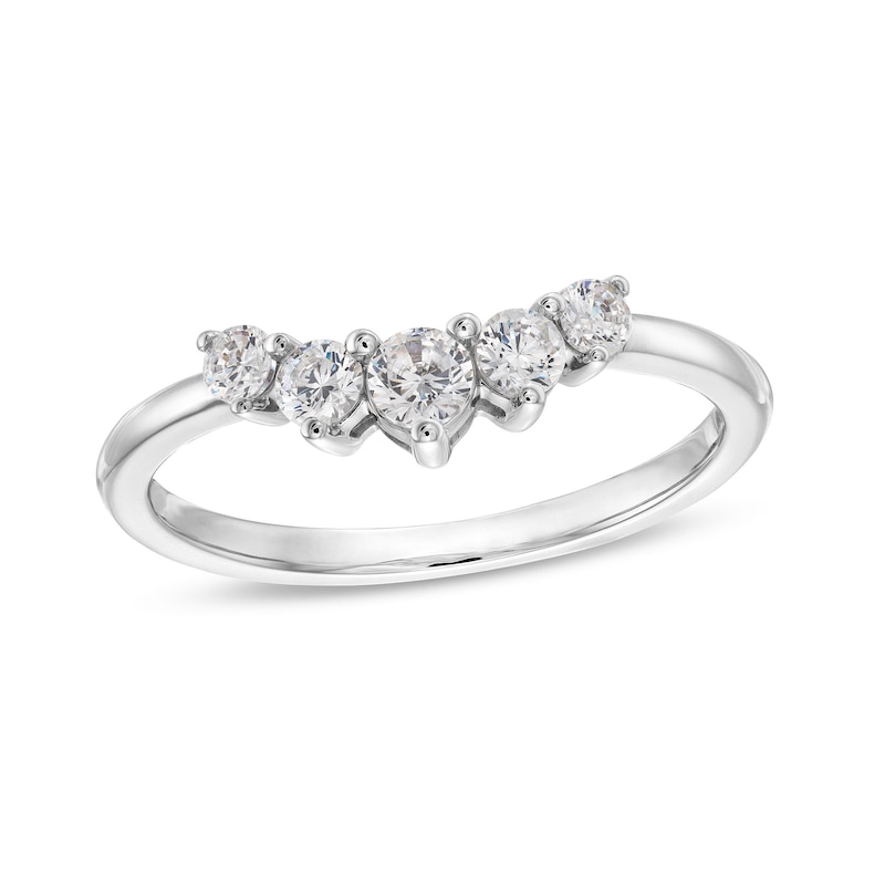 0.40 CT. T.W. Canadian Certified Diamond Graduated Five Stone Contour Anniversary Band in 14K White Gold (I/I2)|Peoples Jewellers