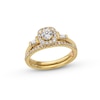 Thumbnail Image 1 of Perfect Fit 0.75 CT. T.W. Certified Lab-Grown Diamond Cushion-Shaped Frame Collar Bridal Set in 14K Gold (F/SI2)