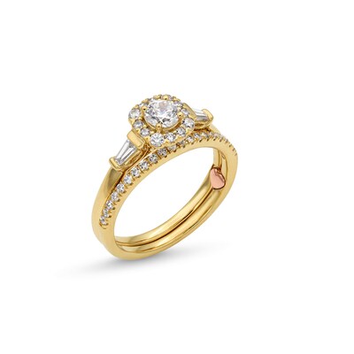 Perfect Fit 0.75 CT. T.W. Certified Lab-Created Diamond Cushion-Shaped Frame Collar Bridal Set in 14K Gold (F/SI2)