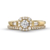 Thumbnail Image 4 of Perfect Fit 0.75 CT. T.W. Certified Lab-Grown Diamond Cushion-Shaped Frame Collar Bridal Set in 14K Gold (F/SI2)