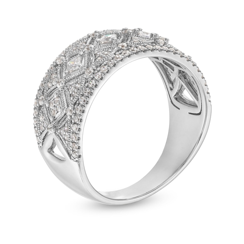 Main Image 3 of 0.50 CT. T.W. Diamond Ornate Multi-Row Vintage-Style Anniversary Band in Sterling Silver