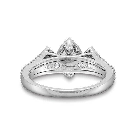 1.00 CT. T.W. Marquise and Princess-Cut Diamond Past Present Future® Frame Engagement Ring in 14K White Gold