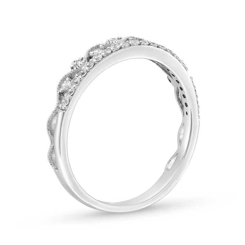 Main Image 3 of 0.25 CT. T.W. Diamond Scallop Edge Double Row Vintage-Style Anniversary Band in 14K White Gold