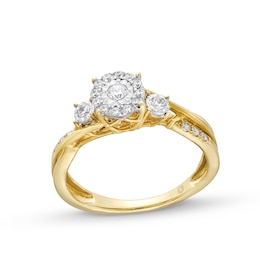 0.25 CT. T.W. Diamond Past Present Future® Miracle Bypass Twist Shank Engagement Ring in 10K Gold
