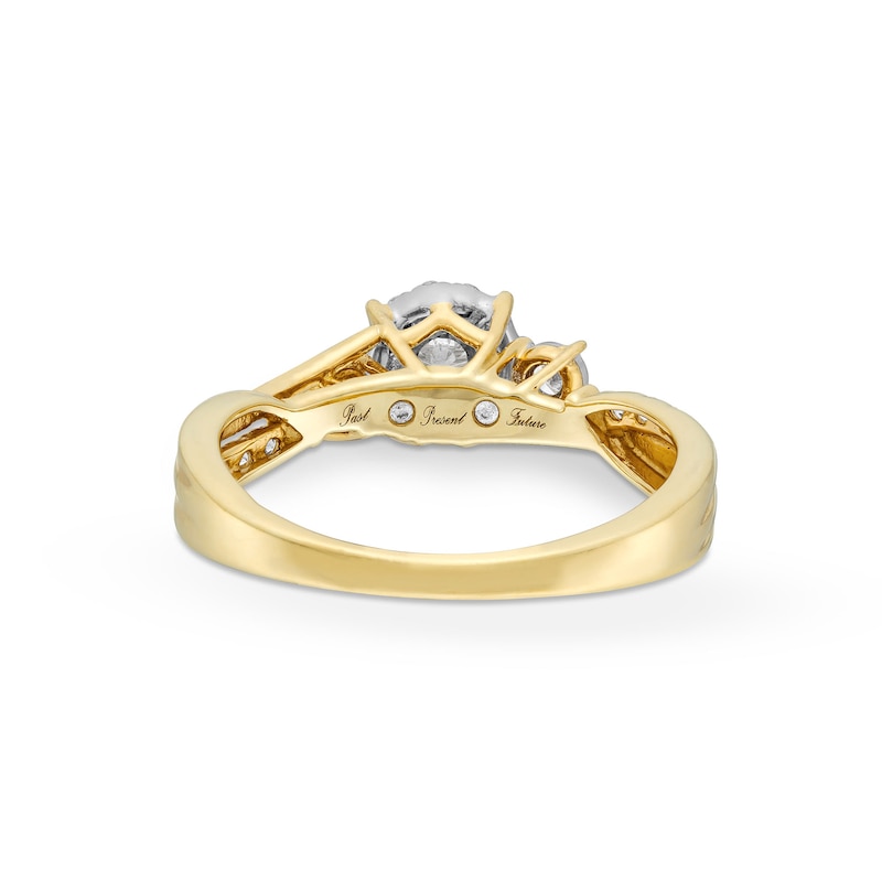 Main Image 5 of 0.25 CT. T.W. Diamond Past Present Future® Miracle Bypass Twist Shank Engagement Ring in 10K Gold