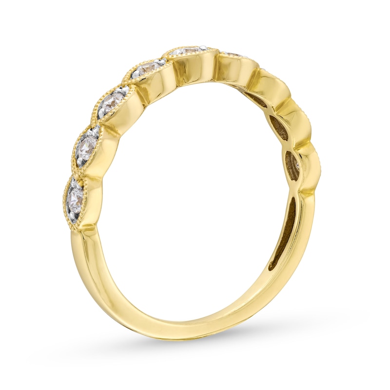 Main Image 3 of 0.25 CT. T.W. Diamond Scallop Vintage-Style Stackable Anniversary Band in 10K Gold