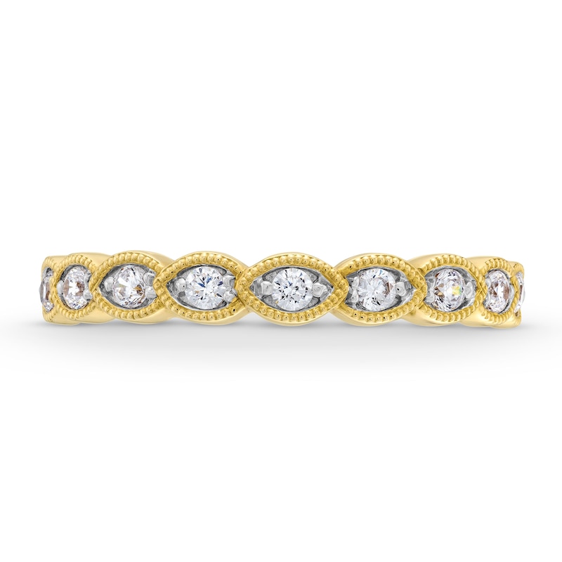 Main Image 4 of 0.25 CT. T.W. Diamond Scallop Vintage-Style Stackable Anniversary Band in 10K Gold