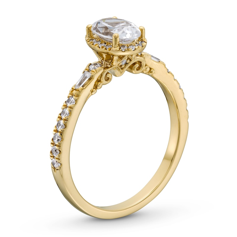 Main Image 3 of Oval Canadian Certified Centre Diamond 1.10 CT. T.W. Frame Engagement Ring in 18K Gold (I/SI2)
