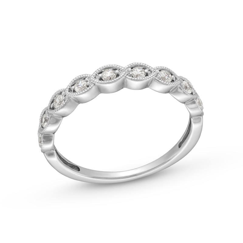 Main Image 1 of 0.25 CT. T.W. Diamond Scallop Vintage-Style Stackable Anniversary Band in 10K White Gold