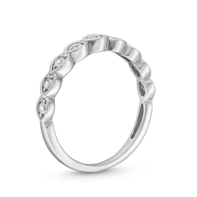 Main Image 3 of 0.25 CT. T.W. Diamond Scallop Vintage-Style Stackable Anniversary Band in 10K White Gold