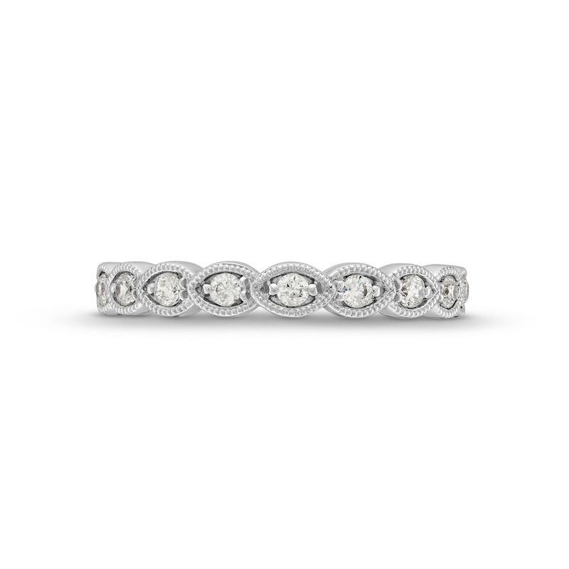 Main Image 4 of 0.25 CT. T.W. Diamond Scallop Vintage-Style Stackable Anniversary Band in 10K White Gold