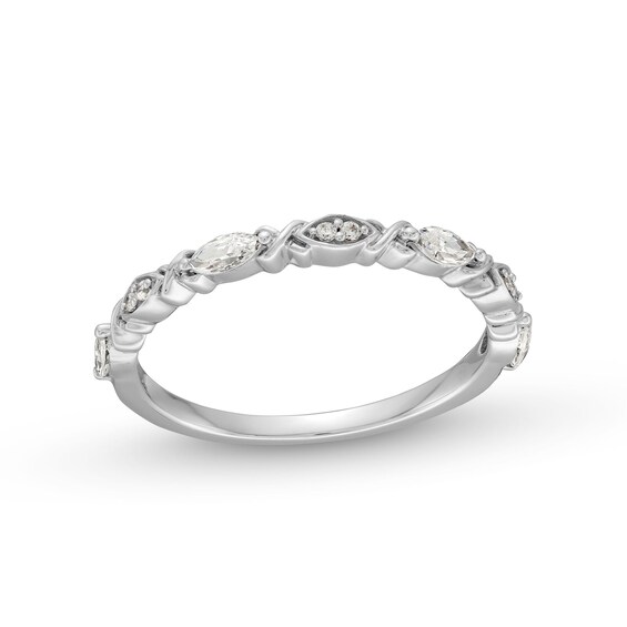 0.30 CT. T.W. Marquise and Round Diamond "XO" Stackable Anniversary Band in 10K White Gold