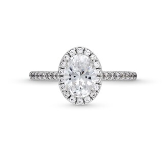 1.33 CT. T.W. Oval Certified Lab-Created Diamond Frame Engagement Ring in 14K White Gold (F/VS2)