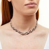 Thumbnail Image 2 of 2.00 CT. T.W. Black Diamond Oval Curb Chain Necklace in Sterling Silver - 16”