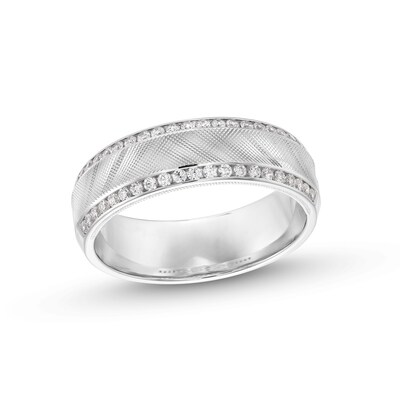 0.40 CT. T.W. Diamond Edge Textured Centre Anniversary Band in 10K White Gold