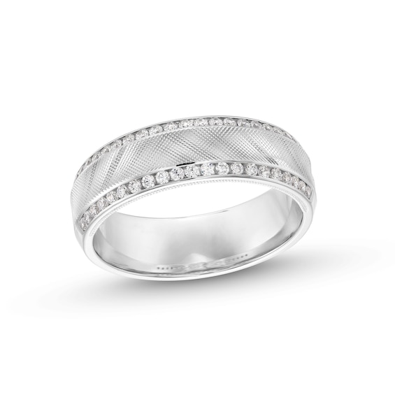 0.40 CT. T.W. Diamond Edge Textured Centre Anniversary Band in 10K White Gold
