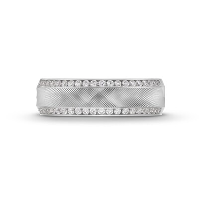 0.40 CT. T.W. Diamond Edge Textured Centre Anniversary Band in 10K White Gold