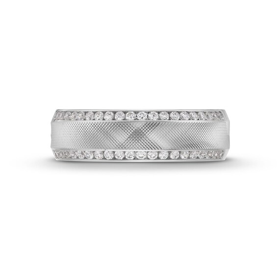 0.40 CT. T.W. Diamond Edge Textured Centre Anniversary Band in 10K White Gold