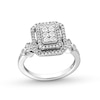 Thumbnail Image 1 of 0.18 CT. T.W. Emerald-Shaped Multi-Diamond Double Frame Vintage-Style Promise Ring in Sterling Silver