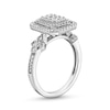 Thumbnail Image 3 of 0.18 CT. T.W. Emerald-Shaped Multi-Diamond Double Frame Vintage-Style Promise Ring in Sterling Silver