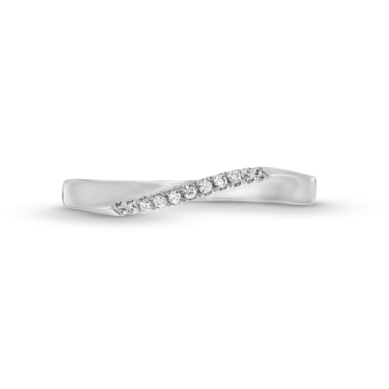 Main Image 4 of 0.05 CT. T.W. Diamond Twist Contour Anniversary Band in 10K White Gold