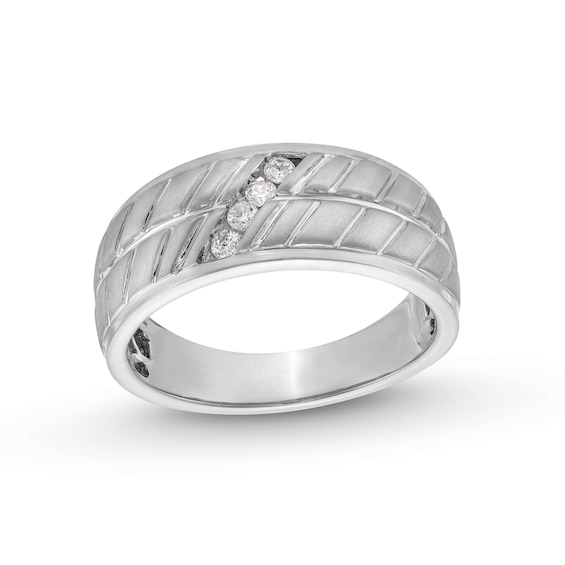 0.12 CT. T.w. Diamond Four Stone Slant Pattern Anniversary Band in 10K