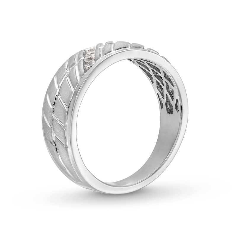 0.12 CT. T.W. Diamond Four Stone Slant Pattern Anniversary Band in 10K White Gold