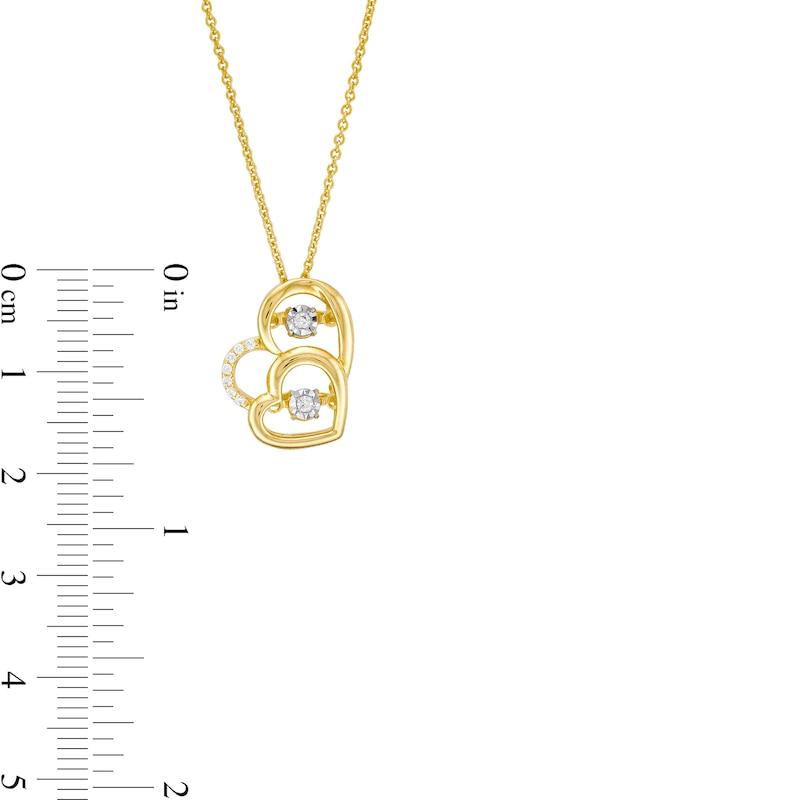 Main Image 3 of Unstoppable Love™ 0.04 CT. T.W. Diamond Double Heart Pendant in Sterling Silver with 14K Gold Plate