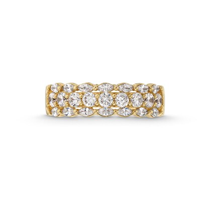 Vera Wang Love Collection 0.95 CT. T.W. Marquise and Round Diamond Triple Row Anniversary Band in 14K Gold