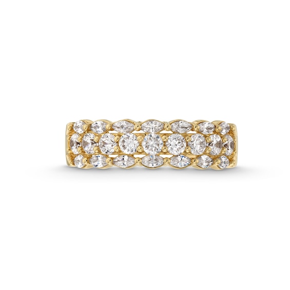 Vera Wang Love Collection 0.95 CT. T.W. Marquise and Round Diamond Triple Row Anniversary Band in 14K Gold