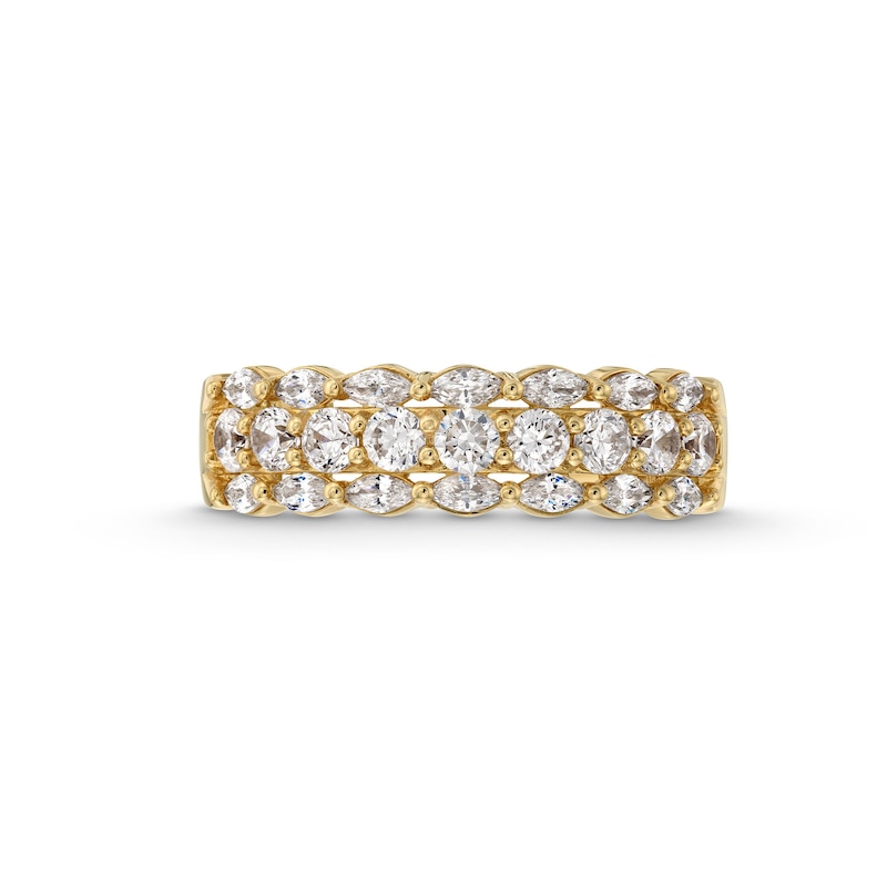 Vera Wang Love Collection 0.95 CT. T.W. Marquise and Round Diamond Triple Row Anniversary Band in 14K Gold