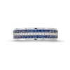 Vera Wang Love Collection Men’s 0.23 CT. T.W. Diamond and Blue Sapphire Tripe Row Wedding Band in 14K White Gold