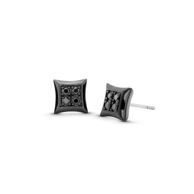 Vera Wang Men 0.23 CT. T.W. Black Diamond Square Stud Earrings in Sterling Silver with Black Ruthenium|Peoples Jewellers