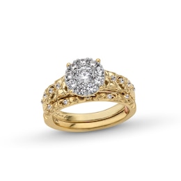 Perfect Fit 0.75 CT. T.W. Certified Lab-Grown Diamond Frame Ornate Bridal Set in 14K Gold (F/SI2)