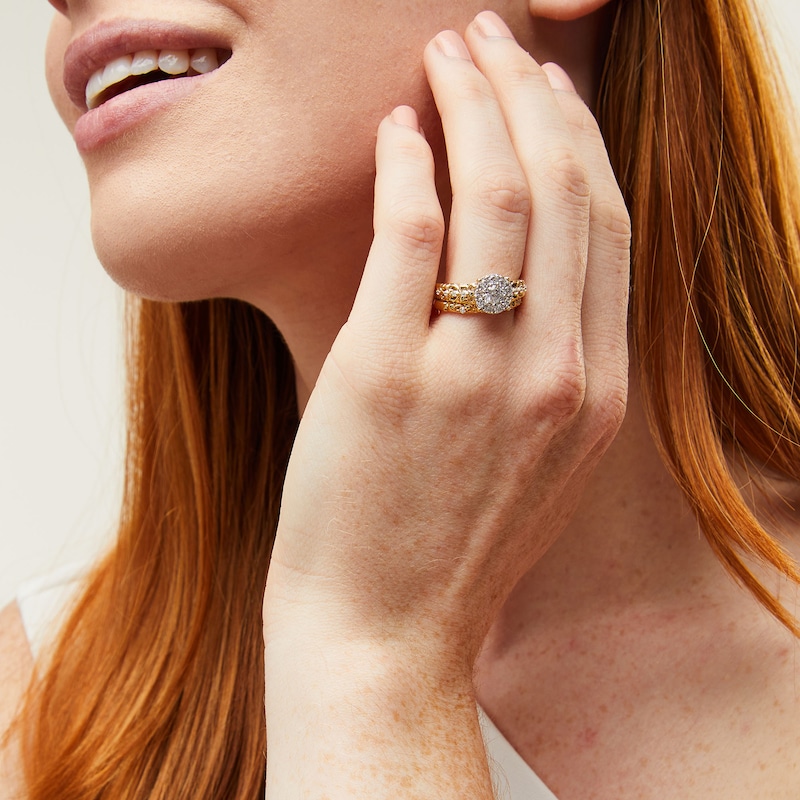 Main Image 2 of Perfect Fit 0.75 CT. T.W. Certified Lab-Grown Diamond Frame Ornate Bridal Set in 14K Gold (F/SI2)