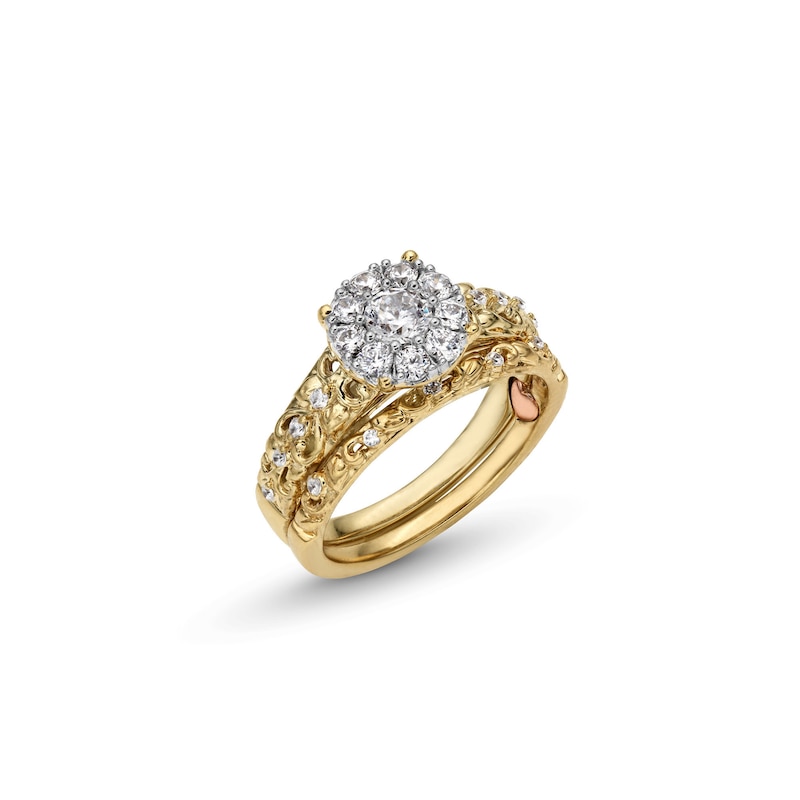 Main Image 3 of Perfect Fit 0.75 CT. T.W. Certified Lab-Grown Diamond Frame Ornate Bridal Set in 14K Gold (F/SI2)