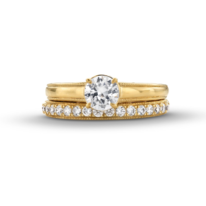 Main Image 4 of Perfect Fit 1.00 CT. T.W. Certified Lab-Grown Diamond Vintage-Style Bridal Set in 14K Gold (F/SI2)
