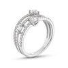 1.00 CT. T.W. Multi-Shaped Certified Lab-Created Diamond Triple Row Split Shank Band in 14K White Gold (F/SI2)